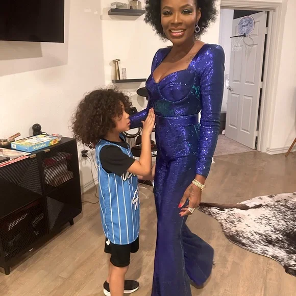 Blue Sequin Jumpsuit - Picture 2 of 4